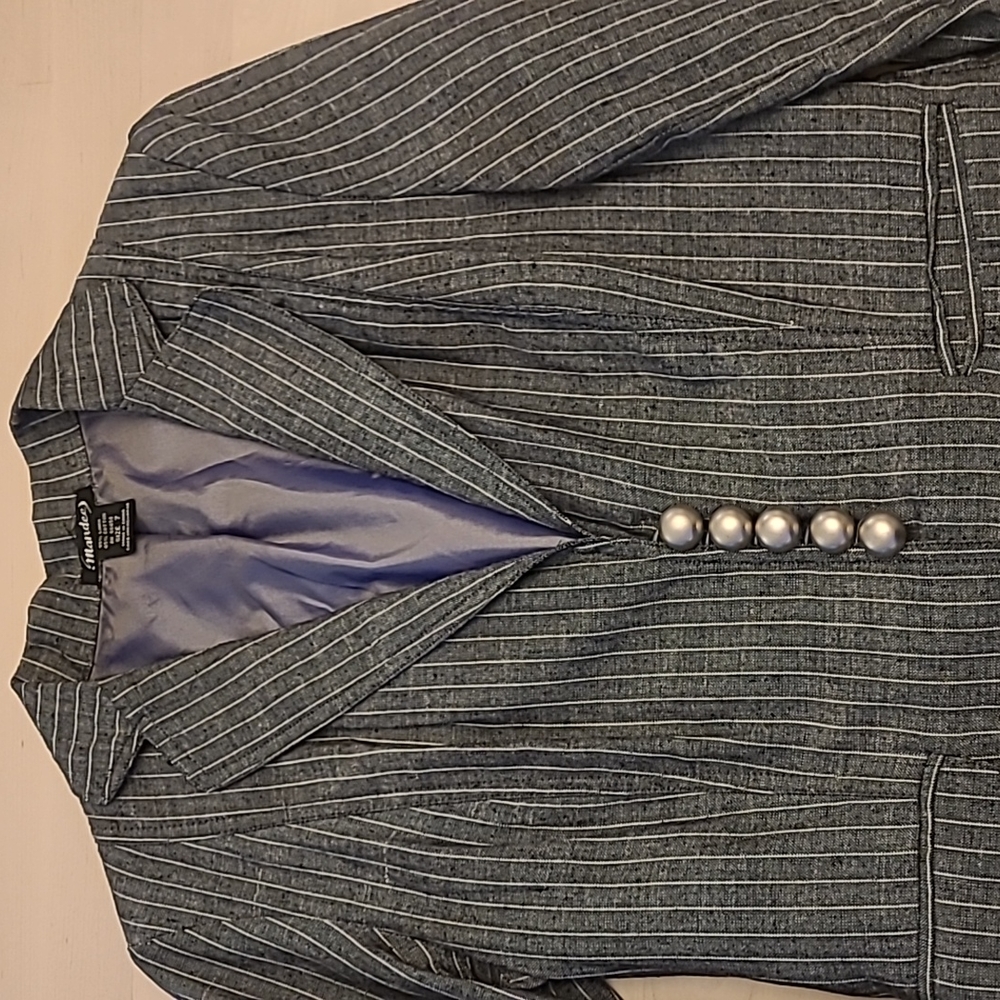 EUC VTG Mandee Linen/Cotton Blend Pinstriped Blazer - Picture 4 of 11